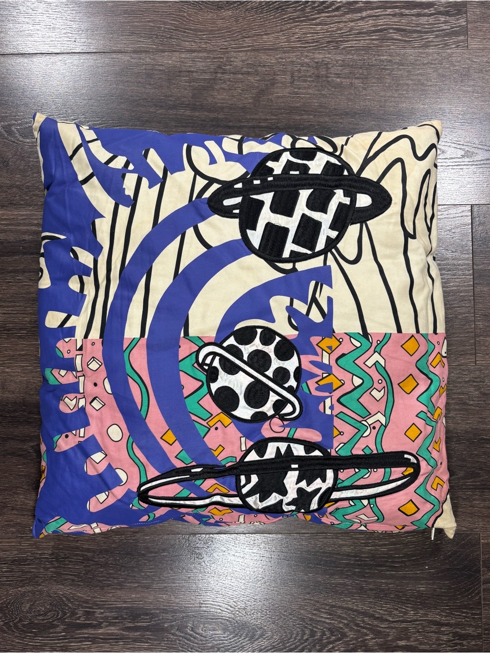 Vintage IKEA Decorative Multicolor Planet Pattern Throw Pillow - Home Art